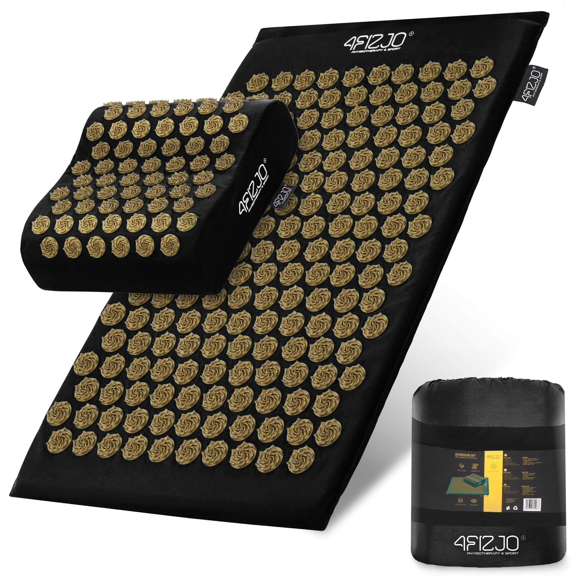 Коврик акупунктурный с подушкой 4FIZJO Ergo Mat Аппликатор Кузнецова Black/Gold (P-5907739313881) Коврик акупунктурный с подушкой 4FIZJO Ergo Mat Аппликатор Кузнецова Black/Gold (P-5907739313881)