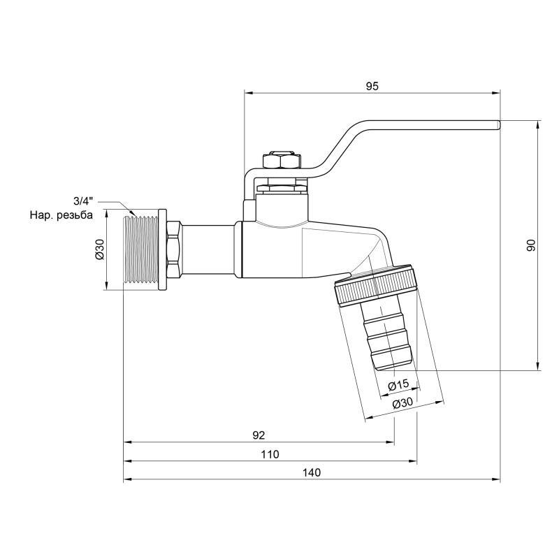 Кран поливочный SD Plus 3/4" (SD140W20) - фото 2