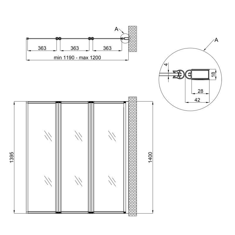 Штора для ванни Q-tap Gemini WHI401214RP4 скло Pear 4 мм (22777) - фото 2