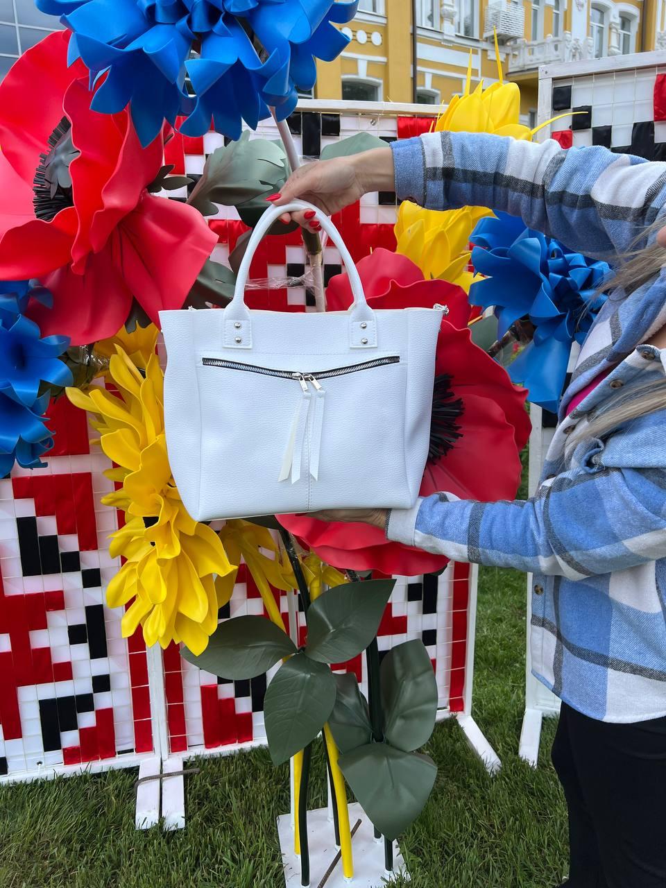 Сумка женская шопер через плечо из экокожи большая качественная для документов Белый - фото 7