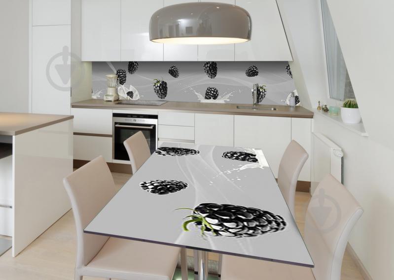 Наклейка 3Д виниловая на стол Zatarga «Ежевика в молоке» 600х1200 мм для домов, квартир, столов, кофейн, кафе