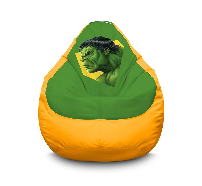 Кресло мешок iPuff Hulk Face profile Оксфорд XL 80x110 см Желтый