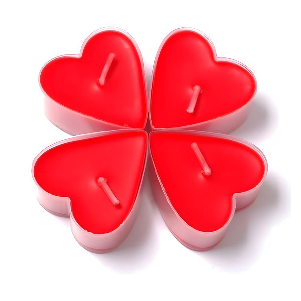 Свечи таблетки в форме сердца декоративный парафин 50 шт. Красный (07-F-7552)