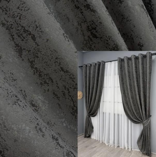 Шторы на люверсах Pavliani лен/мрамор 1,5х2,5 м 2 шт. Графитовый (1667ш 37-0170) - фото 3 Шторы на люверсах Pavliani лен/мрамор 1,5х2,5 м 2 шт. Графитовый (1667ш 37-0170) - фото 3