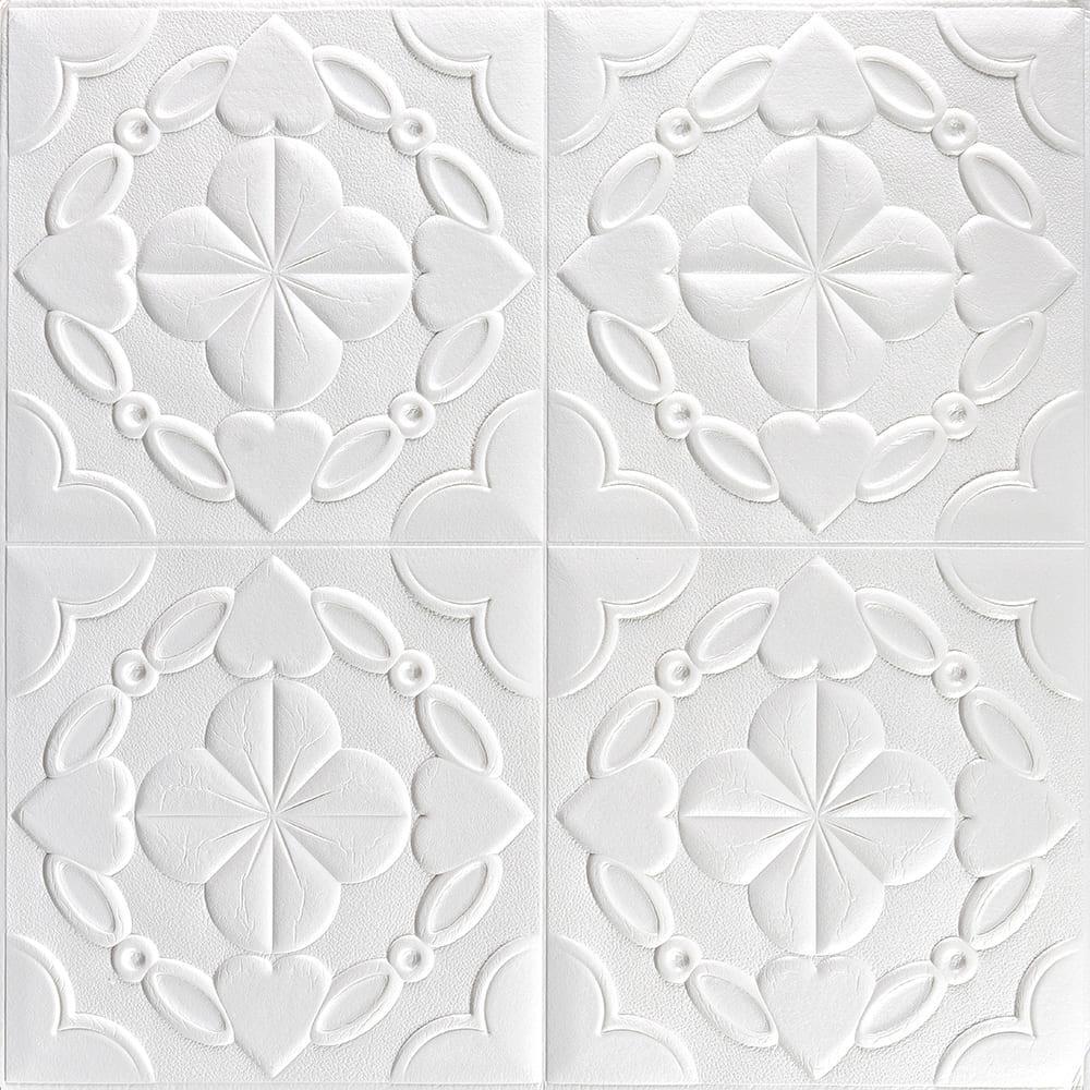 3D-панель самоклеющаяся Sticker Wall Ажурные ромбы 700х700х9 мм Белый (Панель-113)