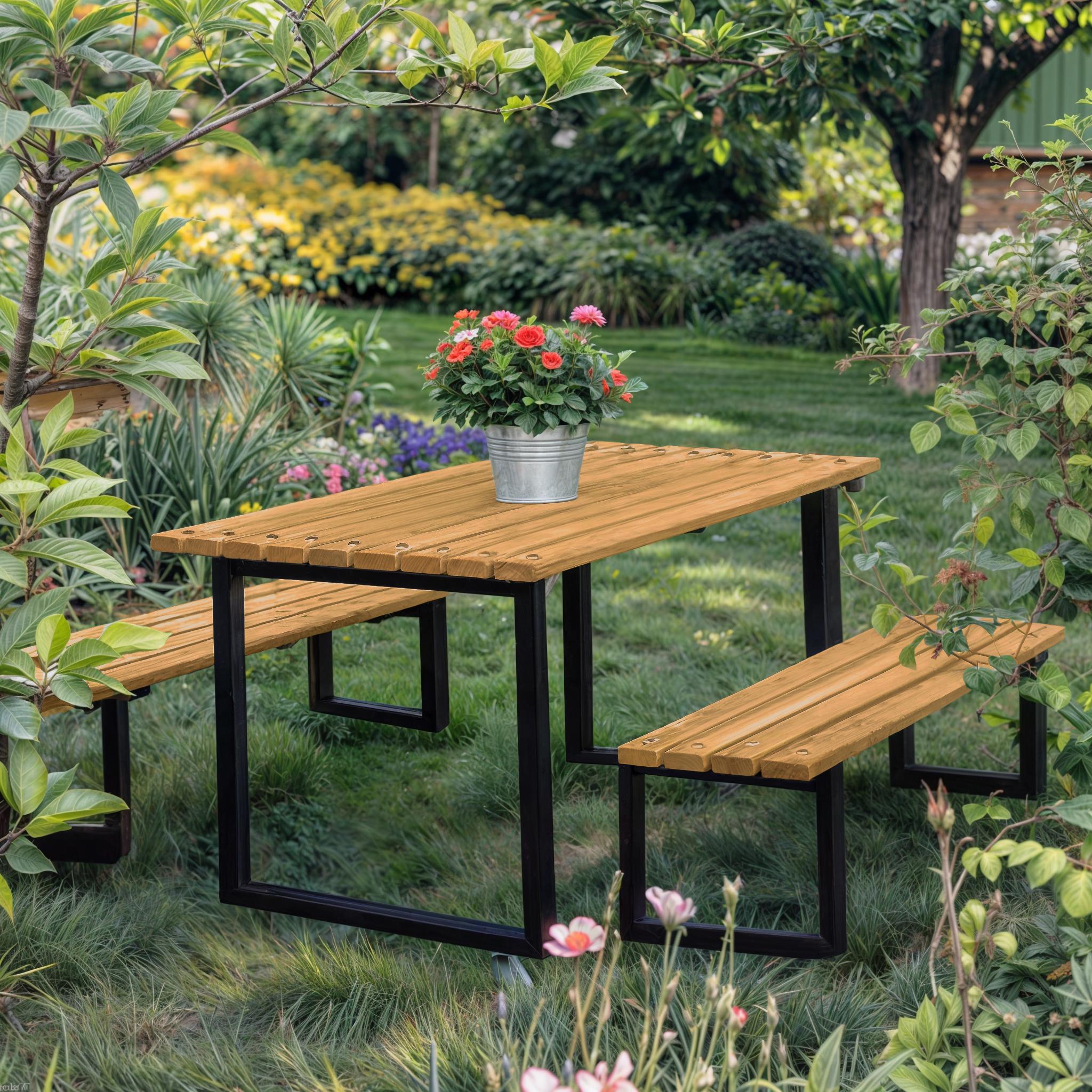 Стіл садовий Tobi Sho Грід у стилі Лофт 3000х700х800 мм Дуб - фото 3