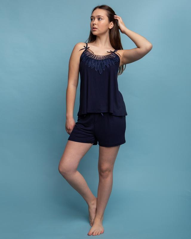 Пижама женская майка и шорты M Темно-синий (90362)