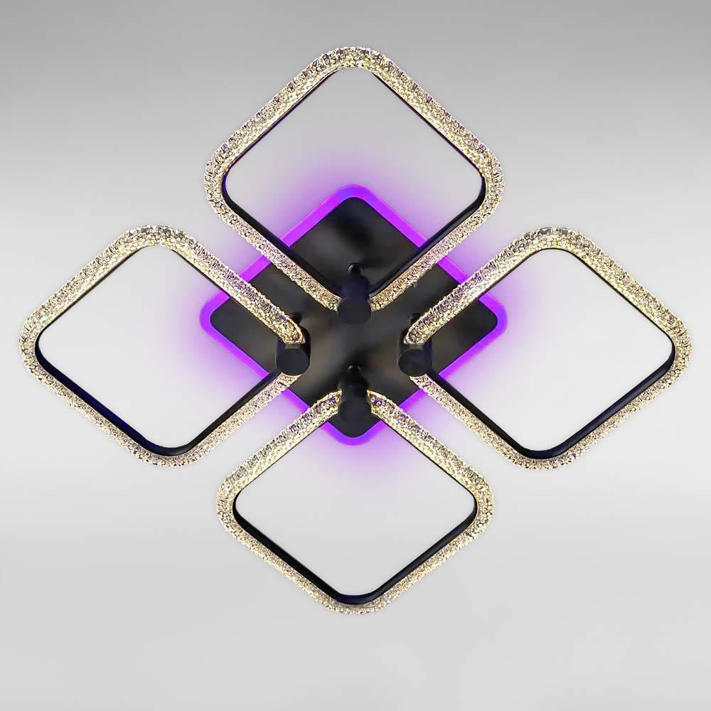 Люстра стельова світлодіодна Light House SC-19369/4C BK PK/BU/PL 96W/18W 2,4 G 480х480х100 мм Чорний Люстра стельова світлодіодна Light House SC-19369/4C BK PK/BU/PL 96W/18W 2,4 G 480х480х100 мм Чорний