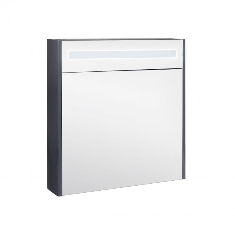 Зеркальный шкаф подвесной Q-tap Robin 700х730х145 Graphite с LED-подсветкой QT1377ZP7002G