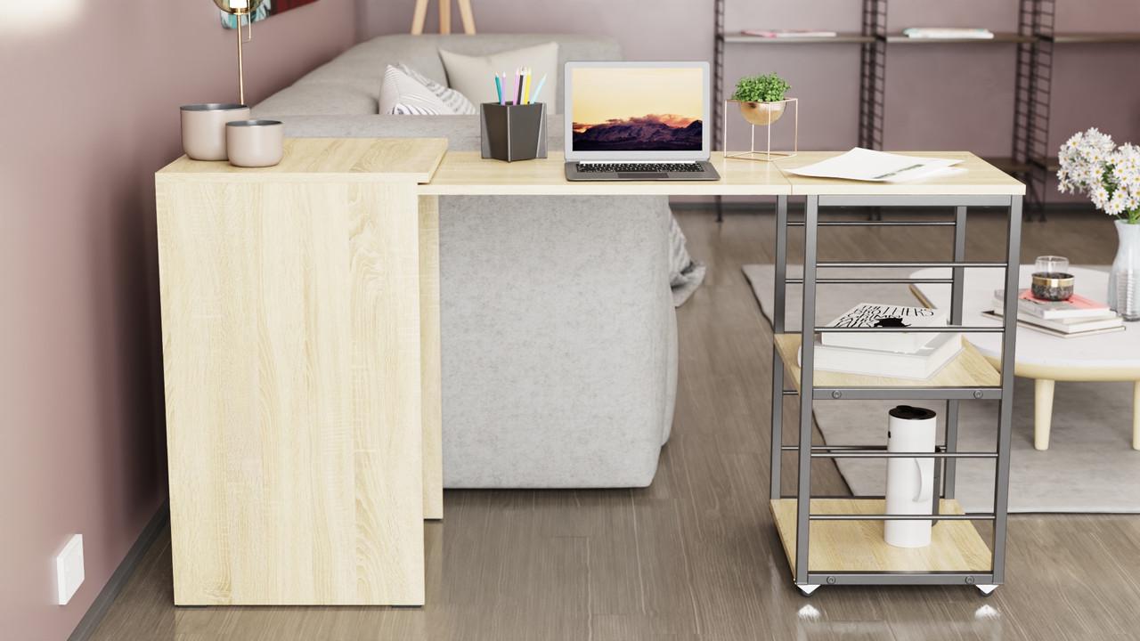 Стіл-тумба трансформер Ferrum-decor Смарт 2/2 метал/ДСП 16 мм 750x1450x600 мм Чорний/Дуб Сонома (FRD-105105) - фото 5 Стіл-тумба трансформер Ferrum-decor Смарт 2/2 метал/ДСП 16 мм 750x1450x600 мм Чорний/Дуб Сонома (FRD-105105) - фото 5