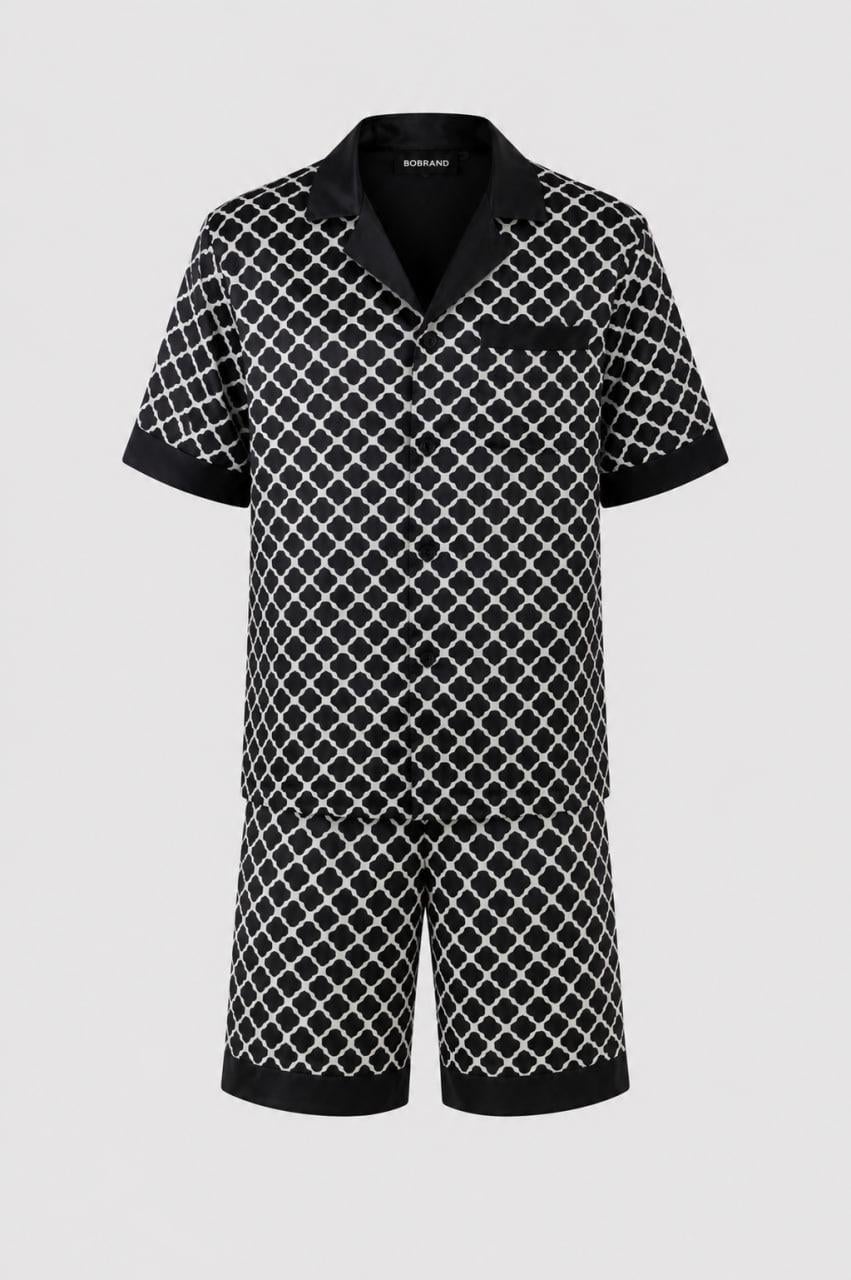 Піжама чоловіча сатинова BO.Brand XL Чорний (30774)