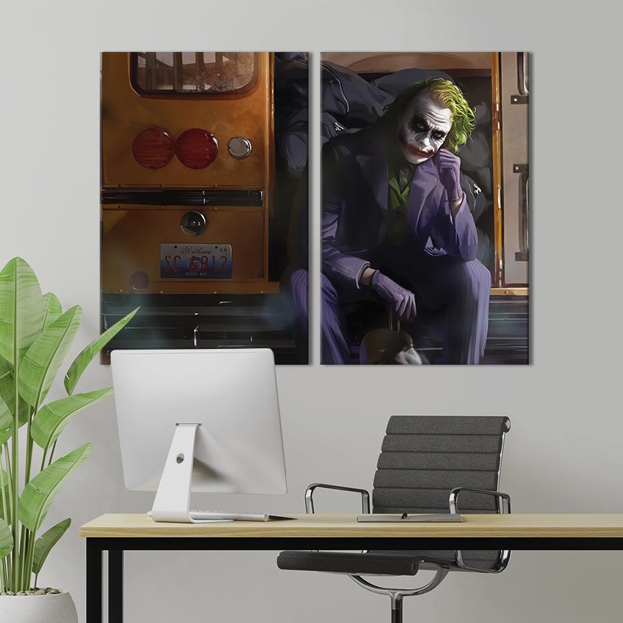 Настенный декор диптих картина на холсте для интерьера Джокер Хита Леджера 165x122 см (718-2)