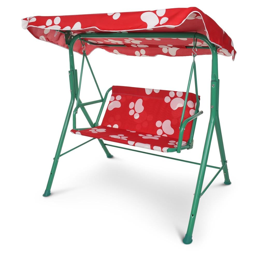 Качели садовые для детей Bambi M 4019-1 металлическая с регулируемой крышей 106х75х117 см Красный (150-7-M 4019-1)