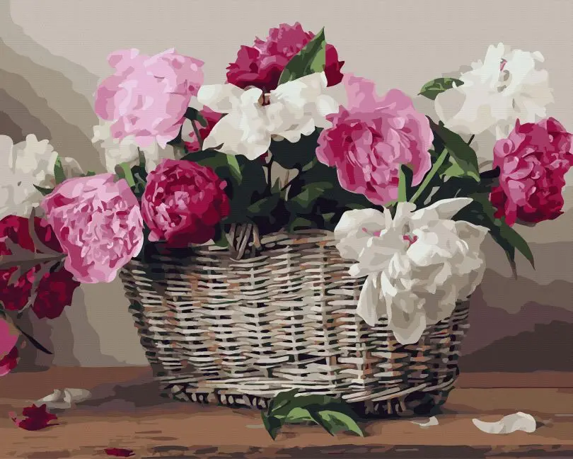 Картина по номерам Brushme Пионы в корзине 40x50 см (BRM45430)