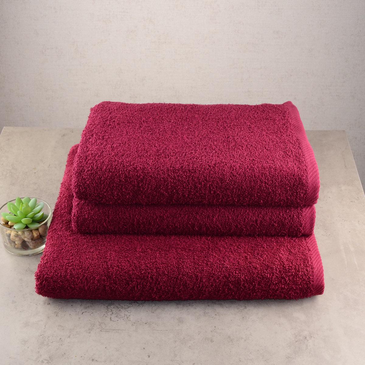Набор махровых полотенец GM Textile 50х90/50х90/70х140 см Бордовый