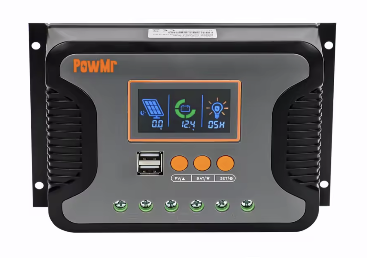Контроллер заряда солнечной батареи PowMR Pstar-30A Auto PWM LCD-дисплей USB для аккумуляторов LiFePO4 AGM 12/24/36/48V 30A (35513265)