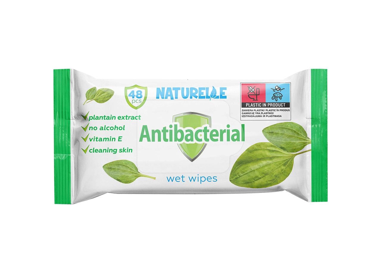 Влажные салфетки антибактериальные Naturelle с экстрактом подорожника 48 шт. (000006674)