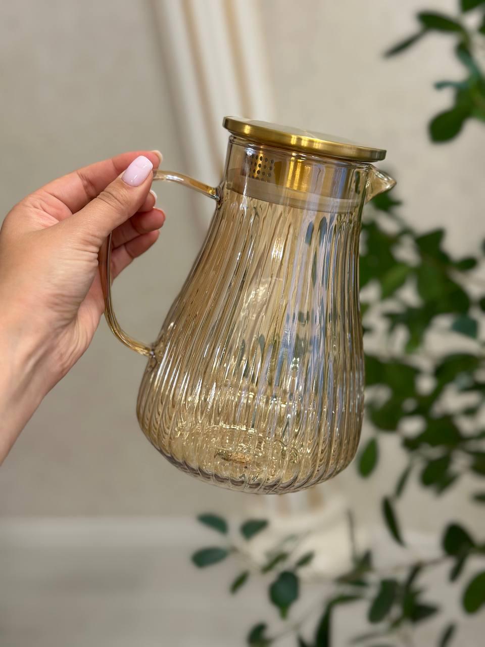 Кувшин для напитков Vittora VT-5904-1500 термостойкое стекло 1,5 л Золотистый (VT-5904-1500) - фото 3 Кувшин для напитков Vittora VT-5904-1500 термостойкое стекло 1,5 л Золотистый (VT-5904-1500) - фото 3