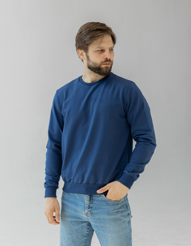 Свитшот мужской GBI однотонный двухнитка L Синий (12718)