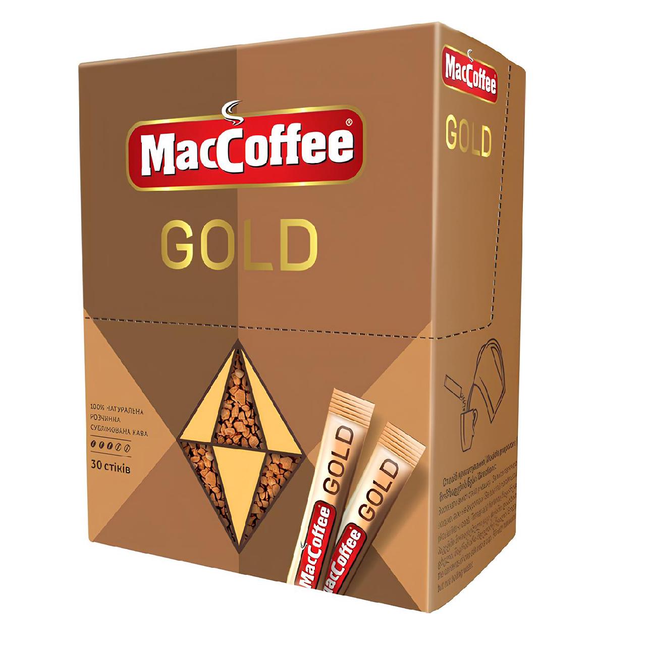 Кава натуральна MacCoffee Gold сублімована в стіках 2 г 30 шт. (maccoffee-gold-2-30)