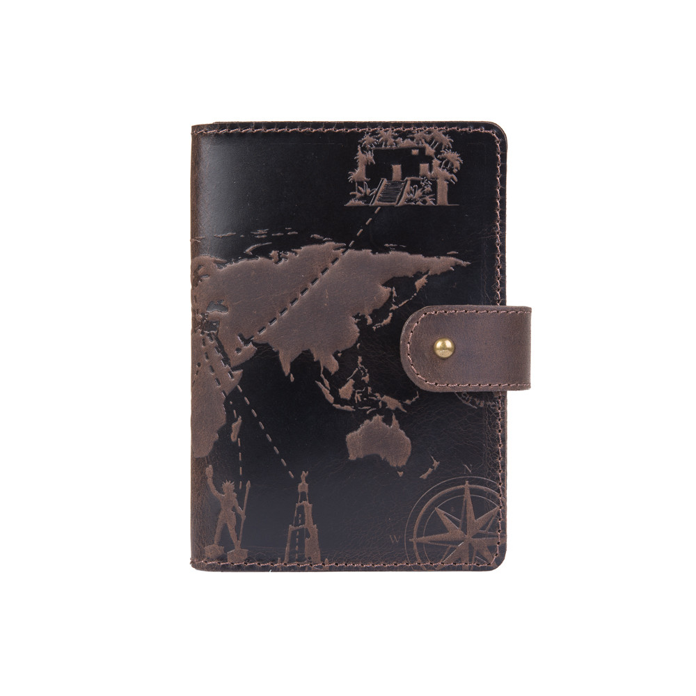 Портмоне HiArt 7 Wonders of The World PB-03S/1 Shabby Gavana Brown з натуральної шкіри для паспорта/ID документів Коричневий (PB-03S/1-S19-1106-T002)