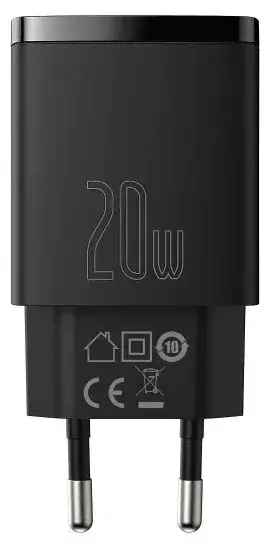 Зарядное устройство сетевое BASEUS Cube Fast Charger USB/Type-C P10111403113-00 20W Black - фото 4