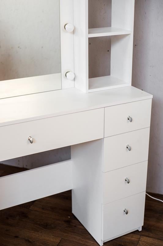 Гримерний стіл з підсвіткою і поличками на 1 тумбу (М620-1) - фото 4 Гримерний стіл з підсвіткою і поличками на 1 тумбу (М620-1) - фото 4