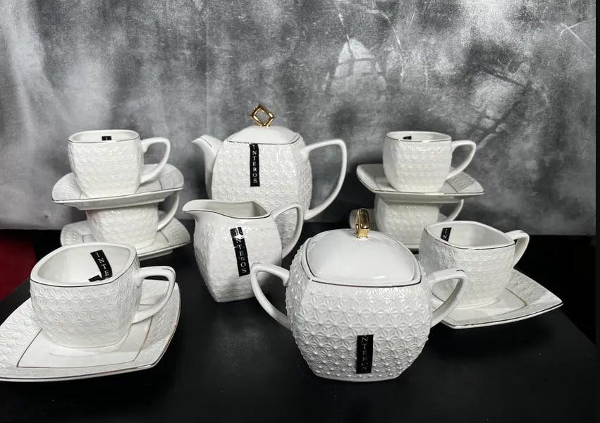 Сервіз для чаю 15 предметів 6 чашок 200 мл з блюдцем/заварювальний чайник/цукорниця/молочник (PT0867-A)