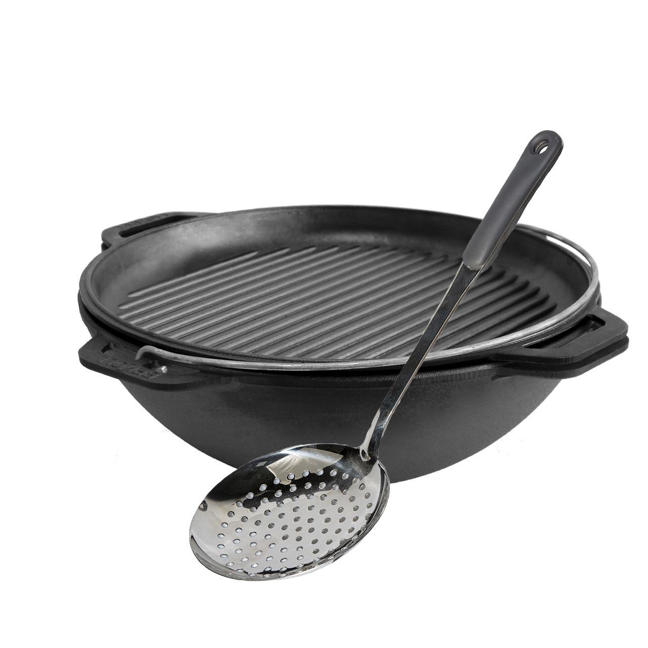 Казан чавунний Brizoll 15 л з кришкою-сковородою гриль та шумовкою Казан чавунний Brizoll 15 л з кришкою-сковородою гриль та шумовкою