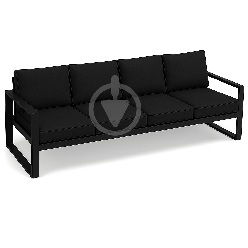Диван металевий AVVS Бостон лофт з підлокітниками оксфорд 210 см Чорний