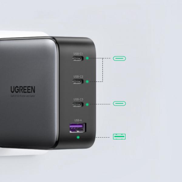 Зарядное устройство UGREEN CD226 Gan Tech Fast GAN Charger 4xUSB 100W Grey (40747) - фото 3 Зарядное устройство UGREEN CD226 Gan Tech Fast GAN Charger 4xUSB 100W Grey (40747) - фото 3