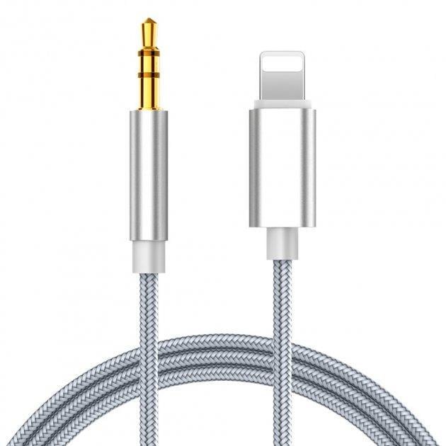 Аудио-кабель AUX SUNROZ Lightning-3,5 мм нейлон 1 м Grey (A48364)