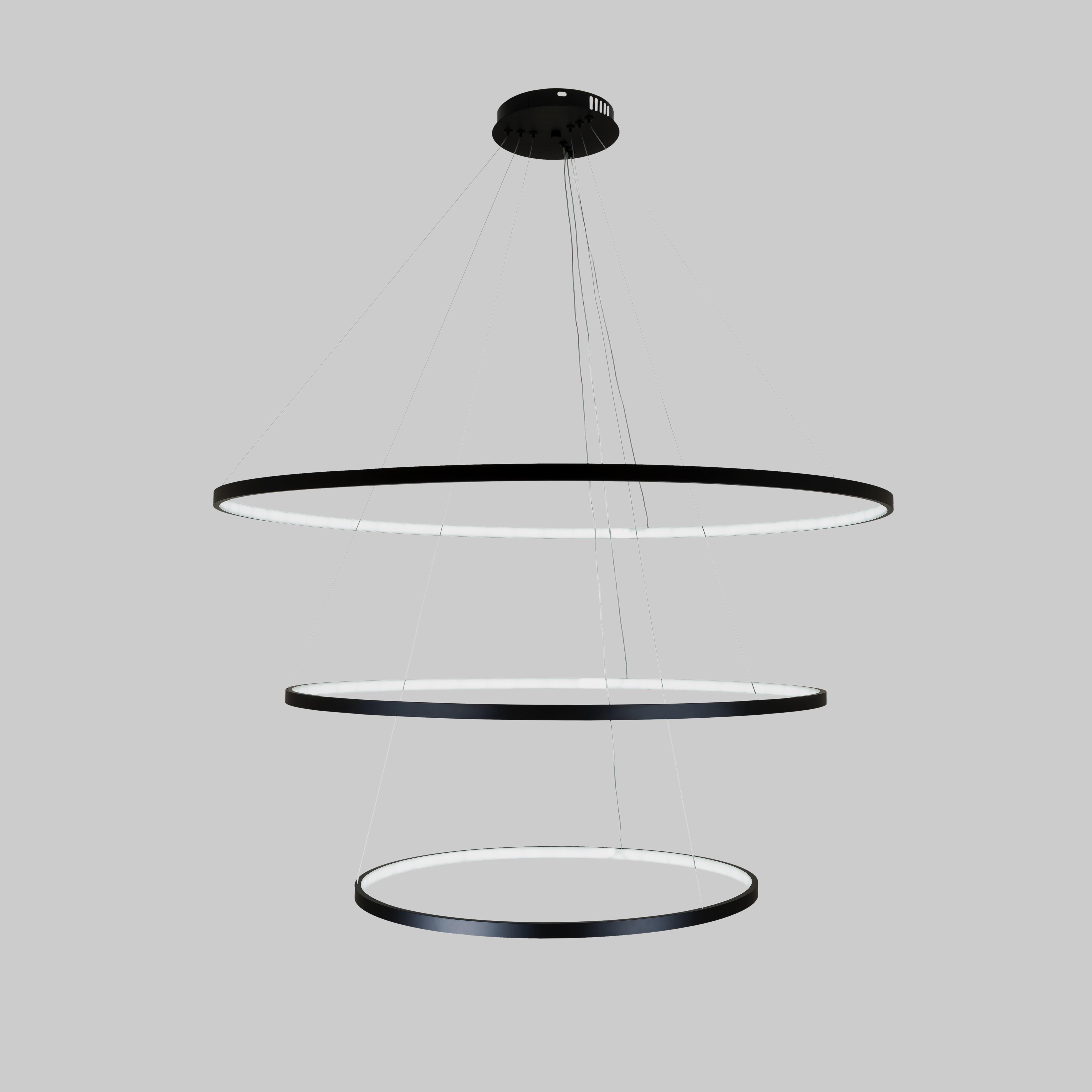 Люстра кольцевая Circle светодиодная тройная 60/80/100 см Черный (52-9832-3A BLACK LED (600/800/1000))