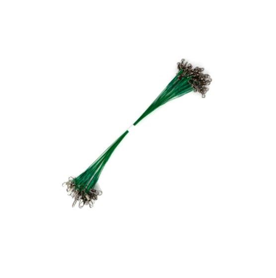 Комплект сталевих повідків для риболовлі 15 см 0,5 мм з вертлюжком і застібкою 20 шт. Green (495465) Комплект сталевих повідків для риболовлі 15 см 0,5 мм з вертлюжком і застібкою 20 шт. Green (495465)