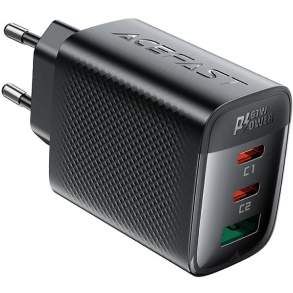 Зарядное устройство сетевое Acefast A108 2xUSB-C + 1xUSB-A 67W GaN Fast Charger Черный (6974316284048) Зарядное устройство сетевое Acefast A108 2xUSB-C + 1xUSB-A 67W GaN Fast Charger Черный (6974316284048)