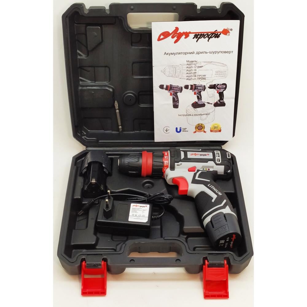 Шуруповерт аккумуляторный Луч Профи АШЛ-12 кейс ДФР 2 Ah 12 В 2 АКБ ЗУ - фото 2 Шуруповерт аккумуляторный Луч Профи АШЛ-12 кейс ДФР 2 Ah 12 В 2 АКБ ЗУ - фото 2
