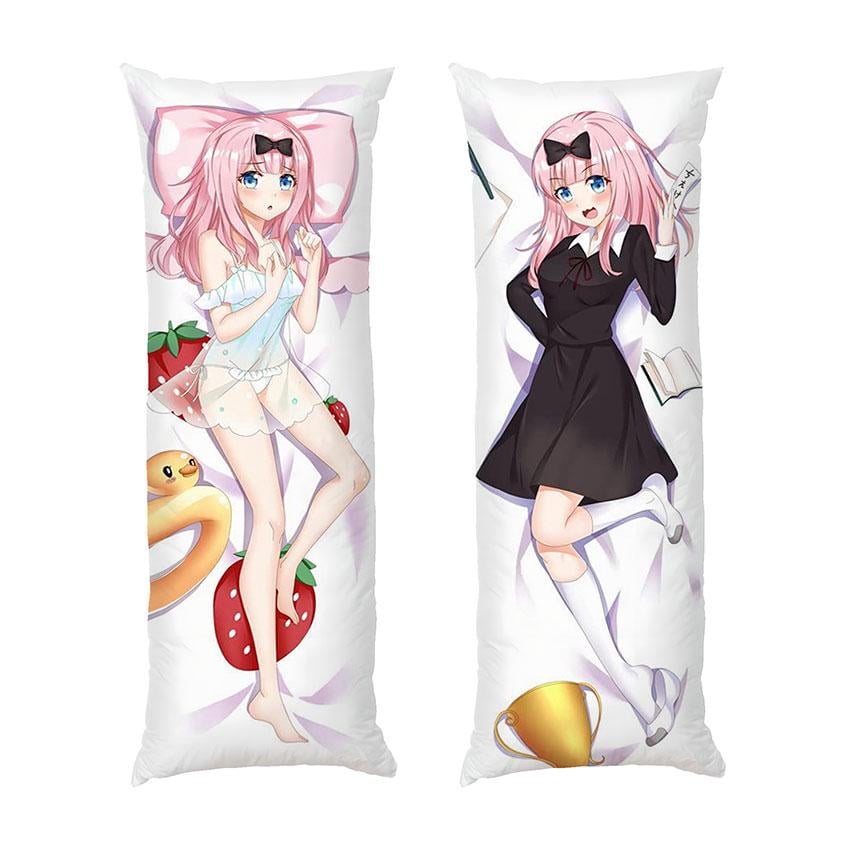 Подушка дакимакура A girl with pink hair Art Anime габардин 70х30 см (112429)