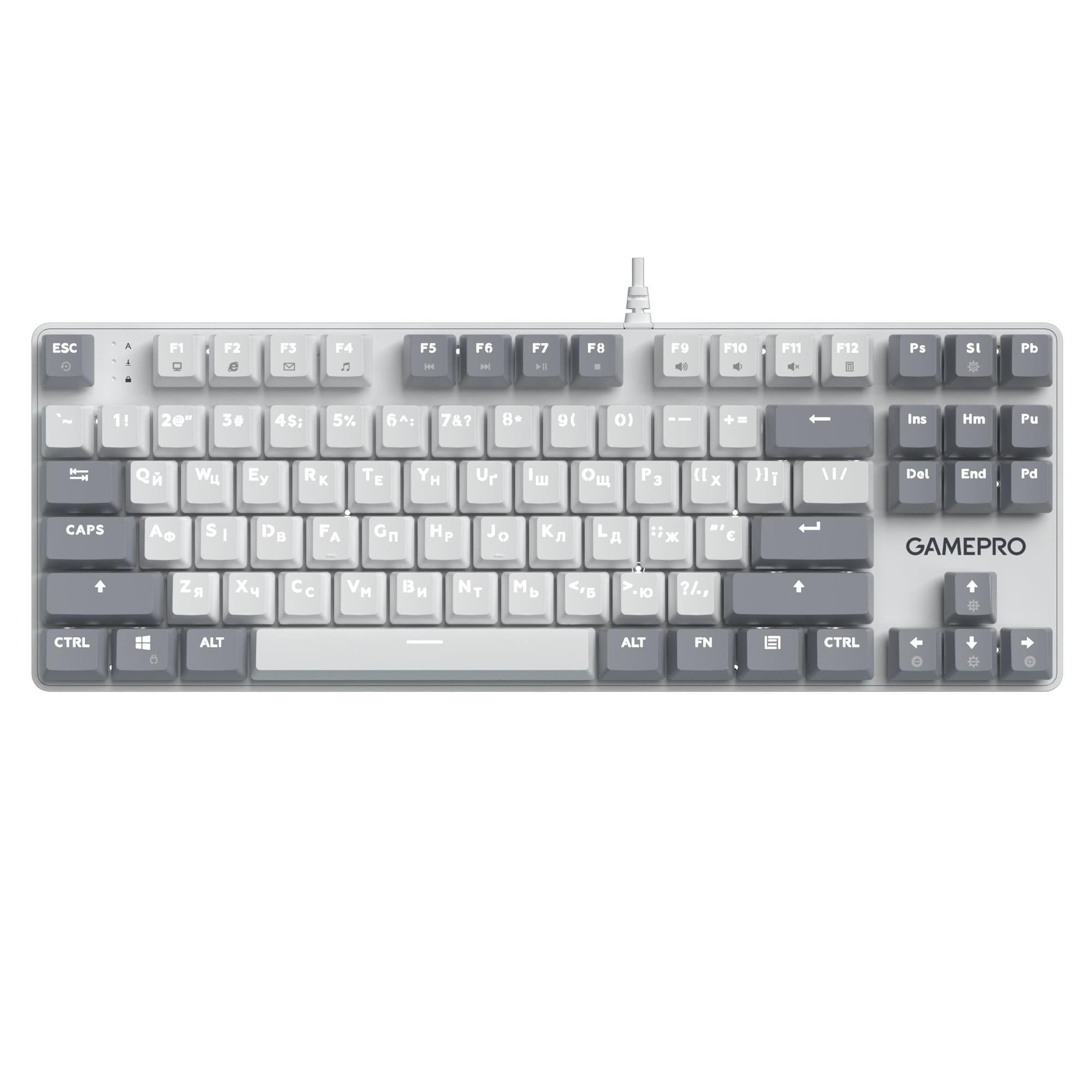 Клавиатура механическая игровая GamePro Genesis Metallic MK110W 87 клавиш USB Outemu Red White (34618304)
