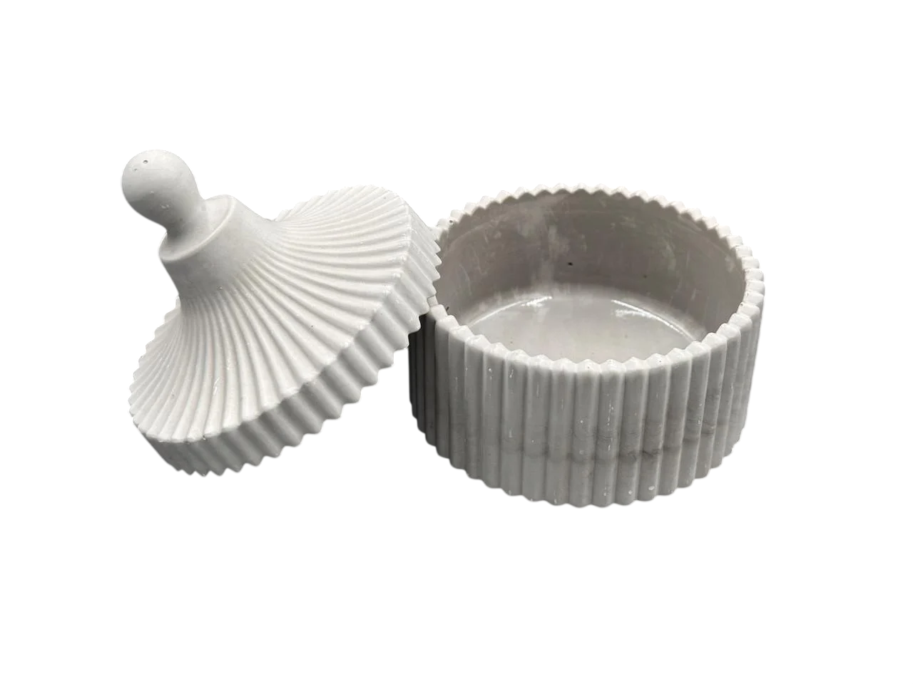 Кашпо для свічок гіпсове круглої форми з кришкою 115 мл 75х95 мм Сірий (GK-101)