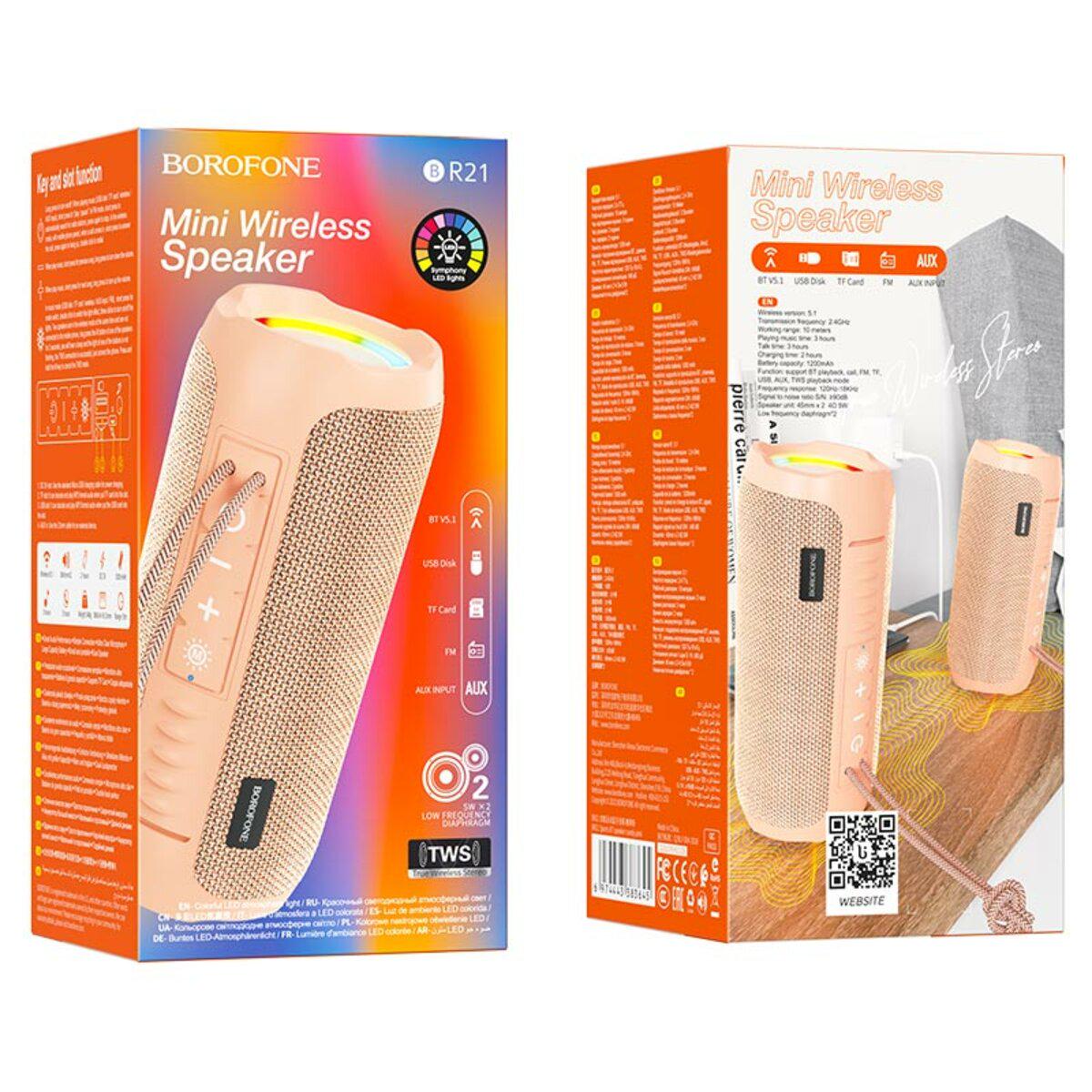 Портативна колонка Borofone BR21 Sports BT speaker 1200 mAh Candy Pink (19100327) - фото 2