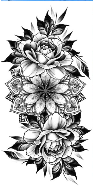 Тату тимчасове водостійке 3D велике Квітковий рай BK-077 17,5х9 см (4419482)