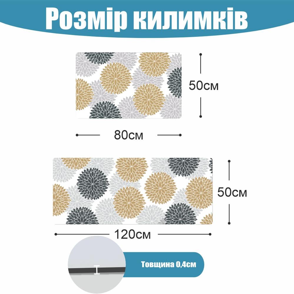 Набор коврика для ванной и кухни Aquarius Цветы суперпоглощающие 50х80 см/50х120 Серый/Бежевый (300168) - фото 2