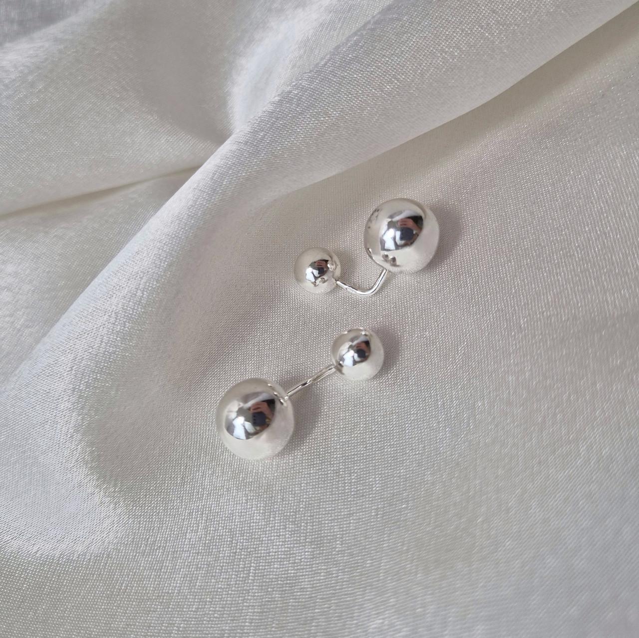 Серьги гвоздики на закрутках шарика на палочке серебро 925 пробы 5,30 г (500089)