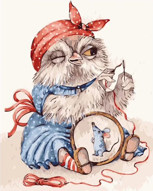 Картина по номерам Strateg Сова-мастерица 40x50 см (VA-1478)