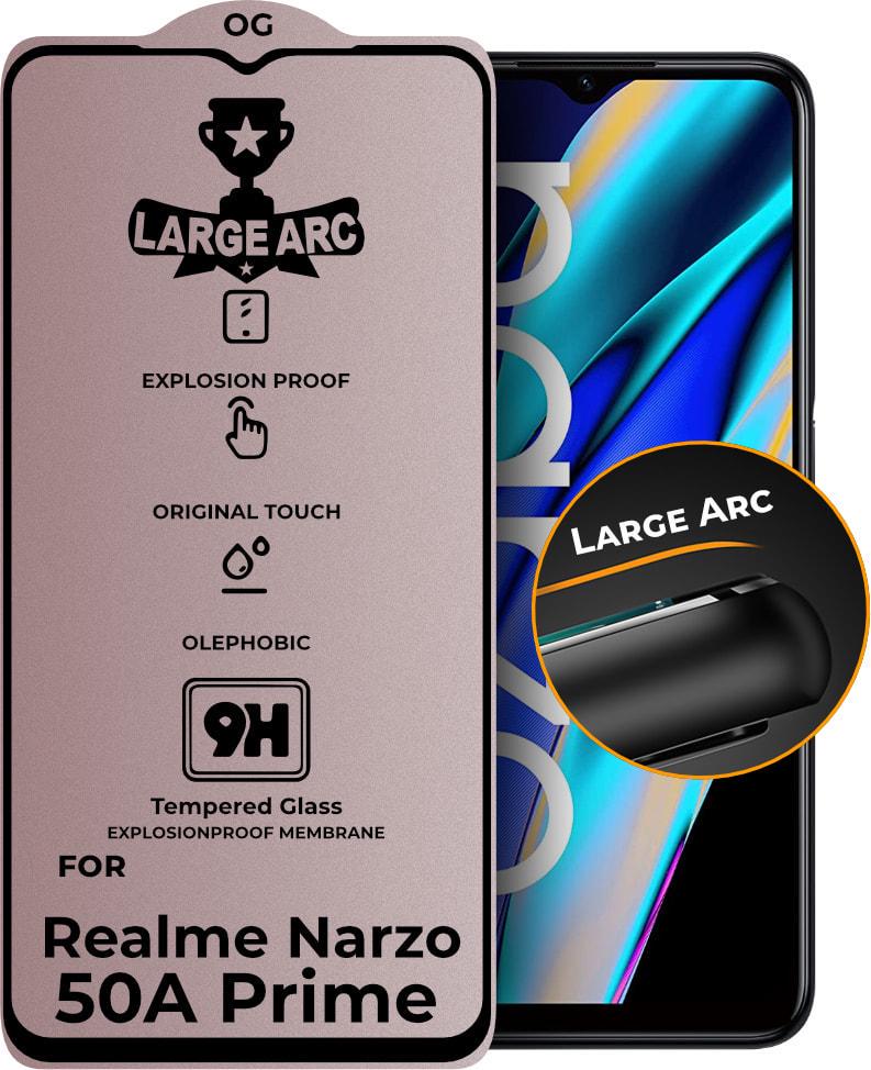 Защитное стекло Large Arc Realme Narzo 50A Prime (Full Glue) (30666)