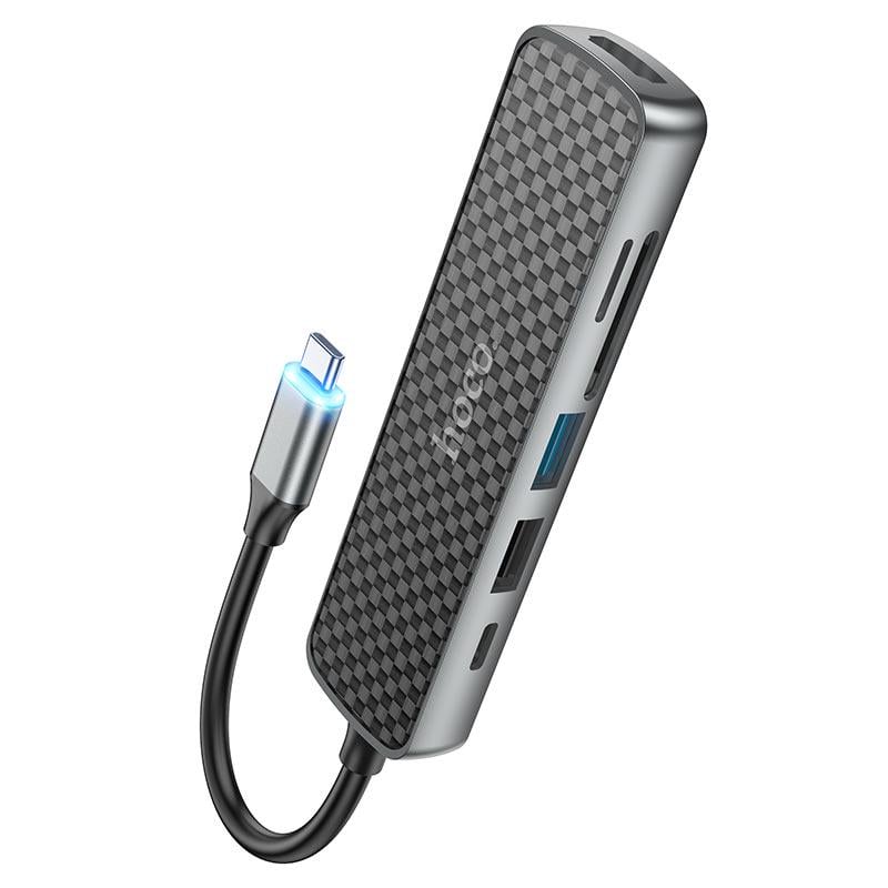 USB-хаб Hoco HB24 Type-C HDMI USB3.0+USB2.0 SD TF PD 60 Вт Черный