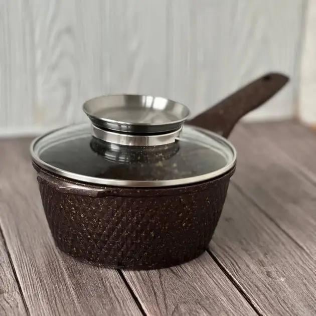 Набір посуду Higher Kitchen HK-315 з гранітним антипригарним покриттям 7 предметів Коричневий (2484653689) - фото 2 Набір посуду Higher Kitchen HK-315 з гранітним антипригарним покриттям 7 предметів Коричневий (2484653689) - фото 2