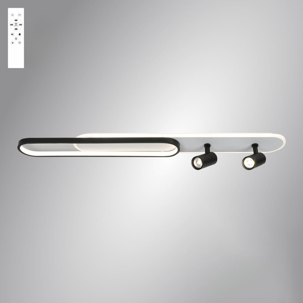 Люстра светодиодная ESLLSE EDINBURGH 2LR с пультом 70/4 Вт 1000x130 мм Черно-белый (10213)