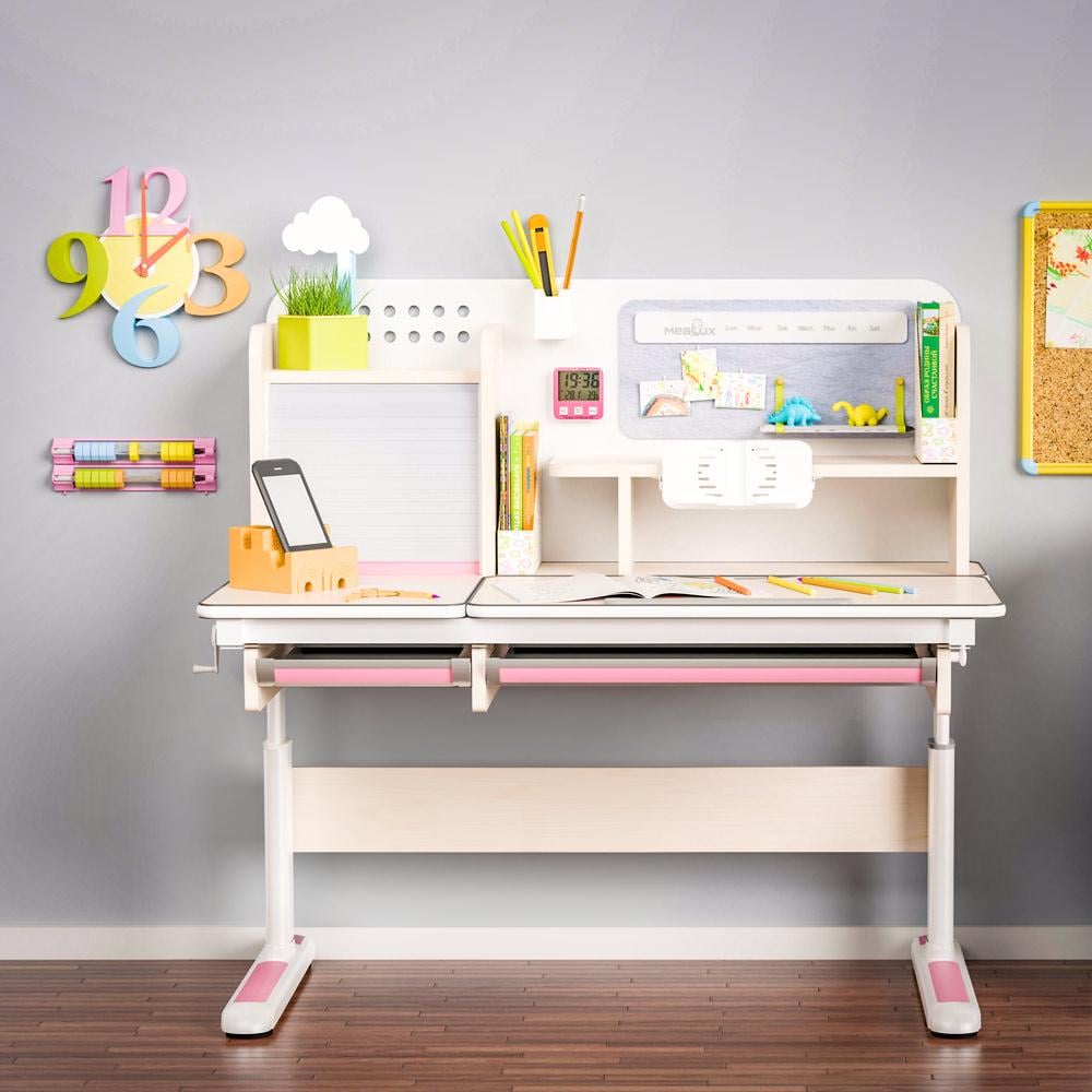 Шкільна ергономічна дитяча парта трансформер Mealux Winnipeg Multicolor Білий/Рожевий (BD-630 WG + PN Multicolor) - фото 2 Шкільна ергономічна дитяча парта трансформер Mealux Winnipeg Multicolor Білий/Рожевий (BD-630 WG + PN Multicolor) - фото 2