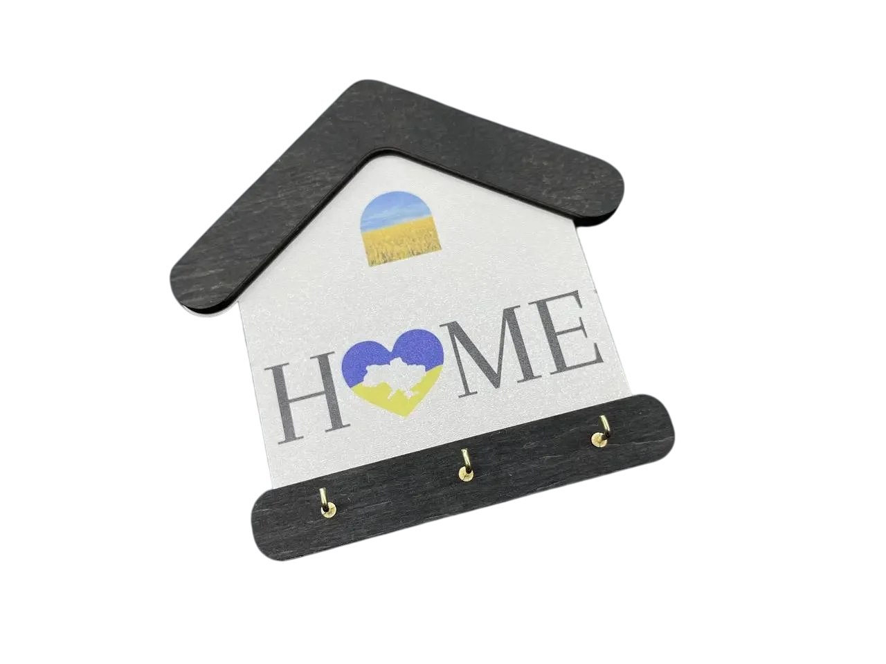 Ключница настенная Home деревянная в форме домика на 3 крючка 18х18 см (KL-011)